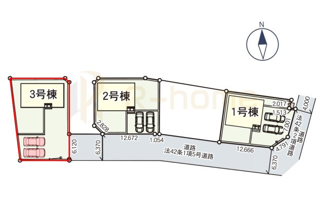 小美玉市羽鳥第13　新築戸建て　3号棟の区画図|大きなお買い物だからこそ、メリット・デメリットを伝えさせて頂きます。
R-homeにお任せください♪
