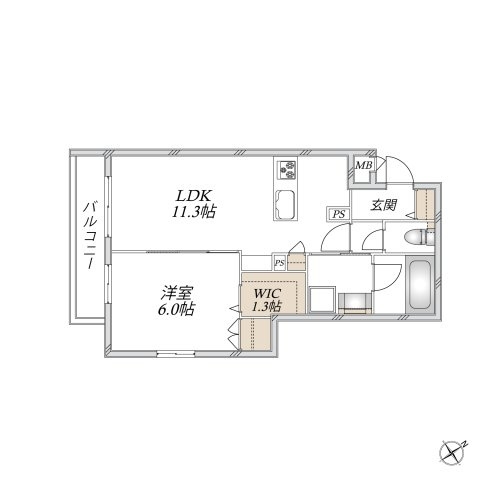 【間取り】 | シルトクレーテ | 南向き、2面採光の2LDK