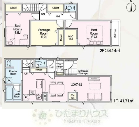 柏市みどり台第5　新築戸建　2号棟の間取り|2SLDK+WIC収納