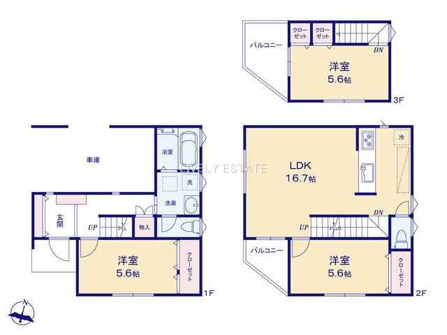 草加市清門2丁目 新築分譲住宅 の間取り