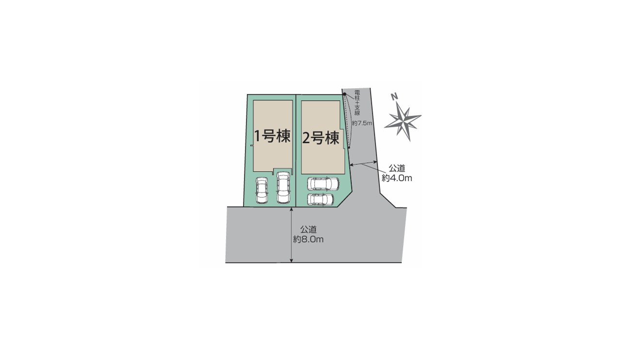 日野市神明３丁目　全２棟　１号棟の区画図