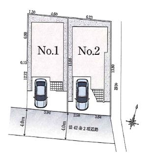 【区画図】 | 杉並区成田東１丁目　新築戸建て　２号棟 | 南道路で陽当りサンサン、全2棟が誕生です♪