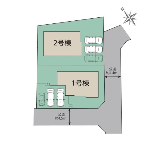 筑紫野市むさしヶ丘3丁目第1-2棟（1号棟）の区画図|配置図（1号棟）