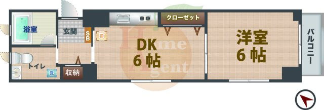 【間取り】 | USビル | 1DKのお部屋です。