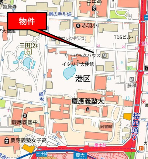 【地図】 | 港区三田2丁目店舗事務所