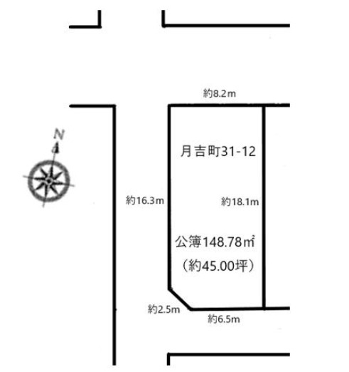 敷地面積45坪　売地　川越市月吉町
