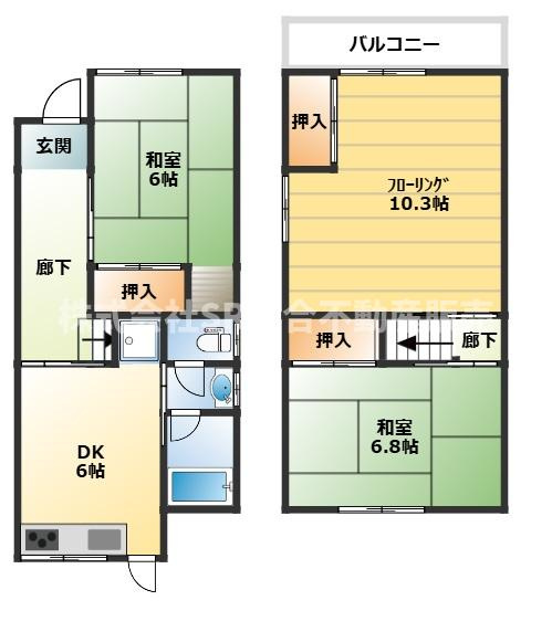 稲田本町1丁目中古戸建の間取り|全居室6帖以上のゆったりめの使いやすい間取りです！