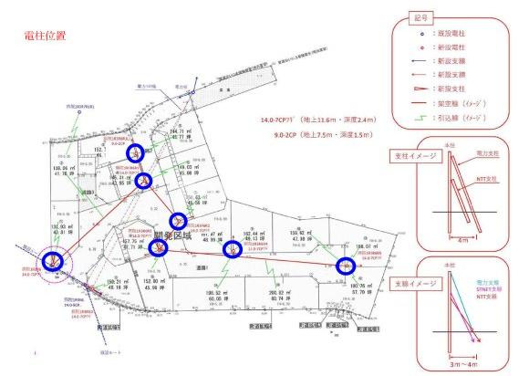 いの町枝川　造成地のその他|電柱位置