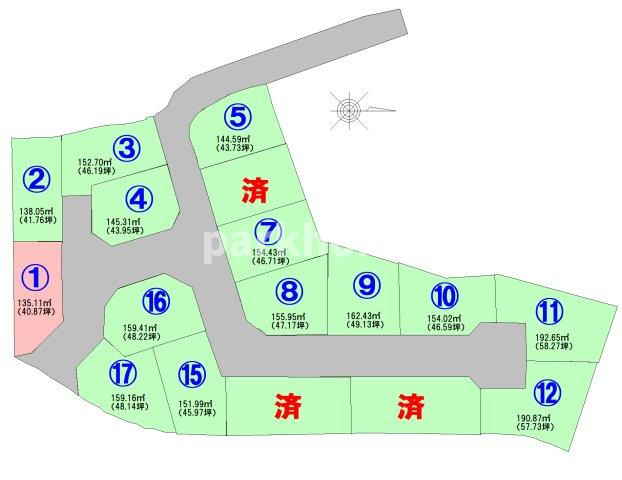 いの町枝川　造成地の土地図