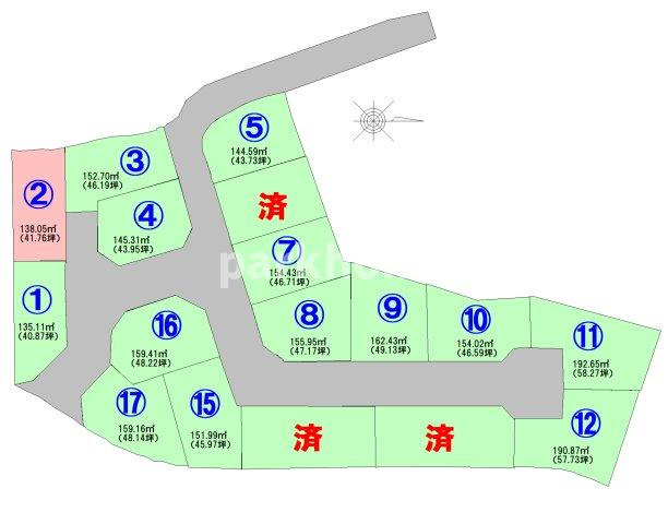 いの町枝川　造成地の土地図