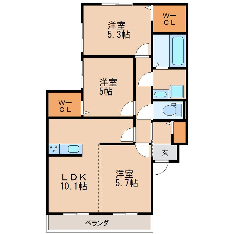 サニーコート田代の間取り|使い勝手の良い間取りです♪