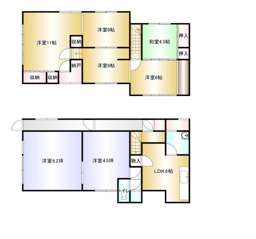 久留米市六ツ門町の店舗の間取り