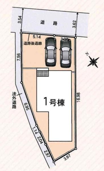 岡崎市上地町第9　全1棟・1号棟の区画図