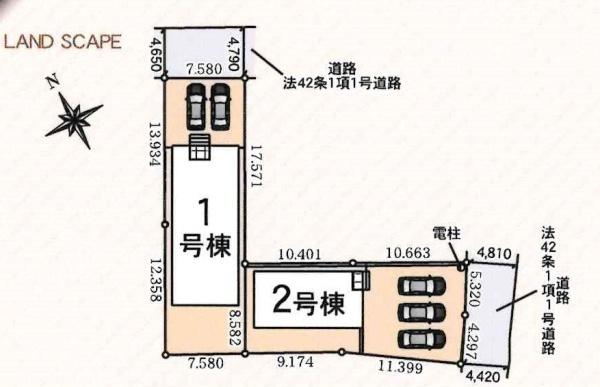 安城市東端町第3　全2棟・1号棟の区画図|1号棟です。