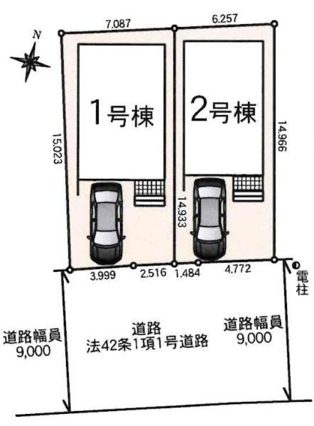 豊田市保見ケ丘第12　全2棟・1号棟の区画図|1号棟です。