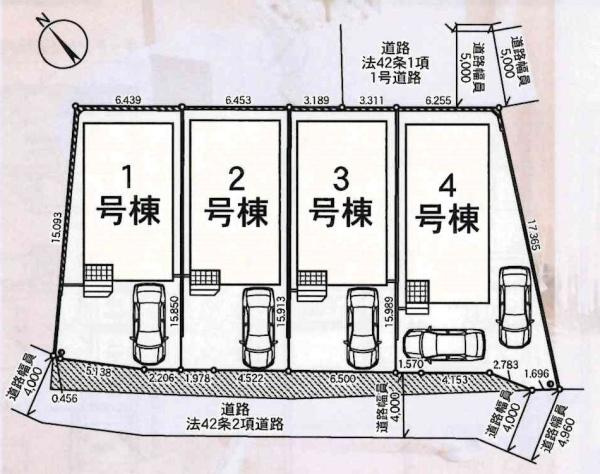 豊田市新町第2　全4棟・2号棟の区画図|2号棟です。