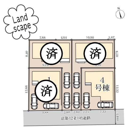 瀬谷区宮沢2丁目新築戸建て　4号棟の区画図|区画図「瀬谷区宮沢2丁目新築戸建て」
