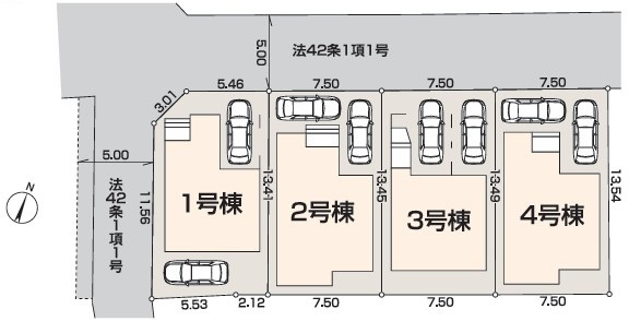 新座市西堀2丁目　新築一戸建　西武池袋線　清瀬の区画図