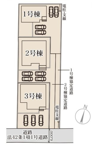 【LiveleGarden】宇都宮市中里町 第5 全3棟の区画図