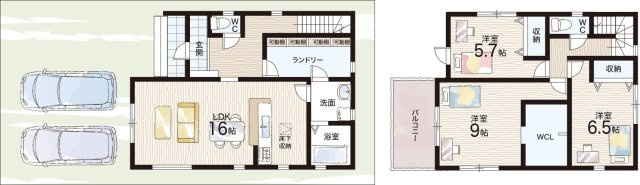 1日(土)2日(日)現地見学可能！　神戸市北区西山　第1期・第2期　新築一戸建ての間取り|1期2号地