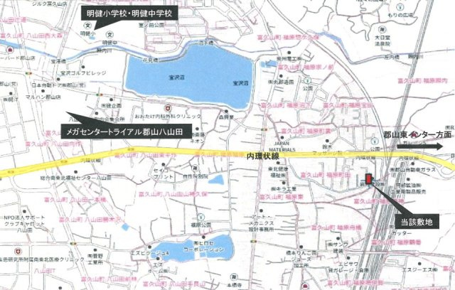〈建築条件付き売地〉　郡山市富久山町福原字町田の地図|現地案内図