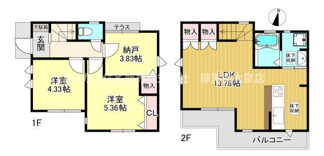 西東京市下保谷3丁目　新築一戸建　西武池袋線　保谷の間取り