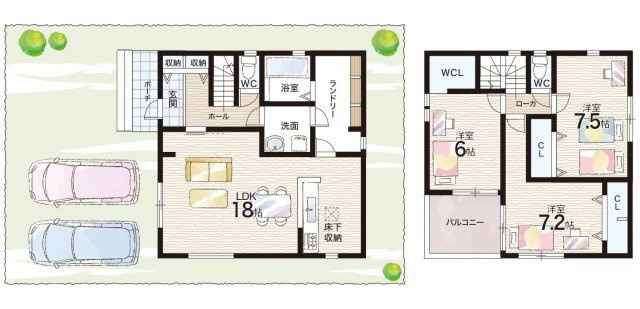 神戸市北区西山　第1期・第2期　新築一戸建ての間取り|2期4号地