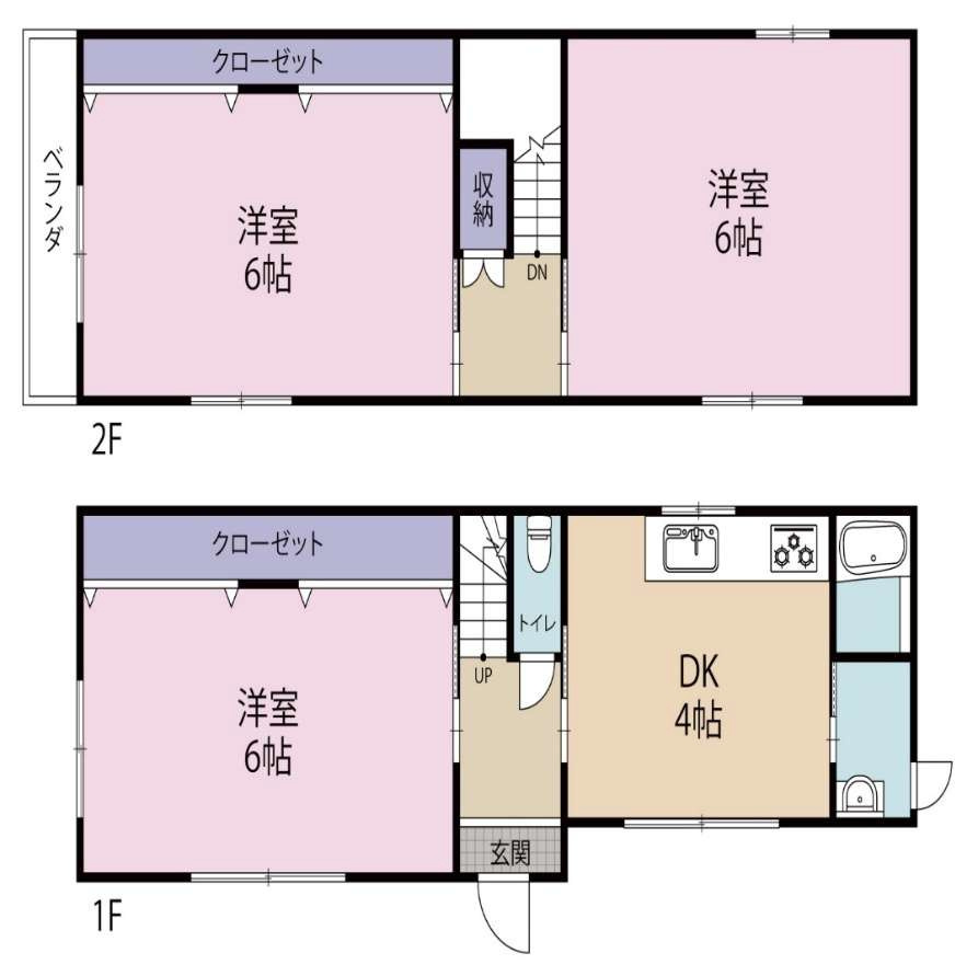 房王寺町1丁目の間取り|全室洋室　2面採光　陽当り・風通しも良いです