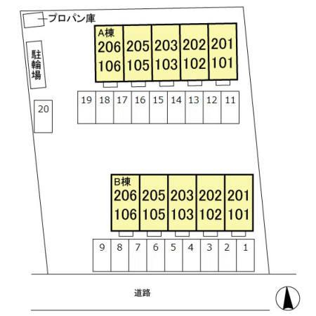 アンジェリーク　Ａの区画図|高崎、前橋、伊勢崎エリアのお部屋探しはエンドスケープまで！お客様の理想お聞かせ下さい♪