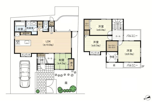 【間取り】 | 東大阪市新庄1丁目一戸建 | 4LDK+カースペース＋庭付！
ベランダ２か所、玄関吹抜のお洒落なお家♪