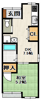 亀井町平屋戸建の間取り