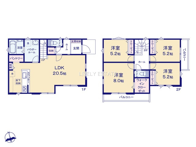 越谷市越ヶ谷本町 新築分譲住宅の間取り