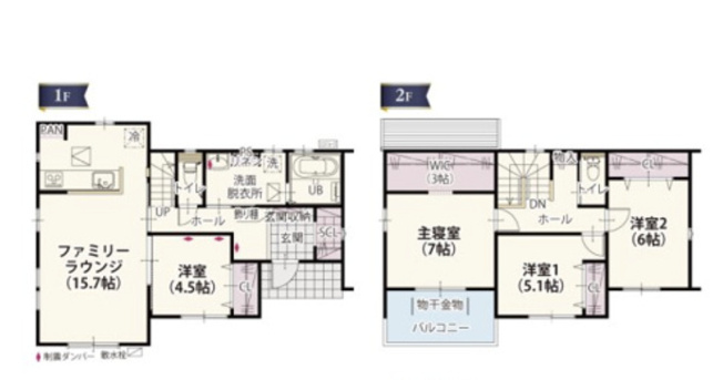 【間取り】 | 東松山市石橋第1期　ワイウッドコート　新築戸建　全5棟　1号棟