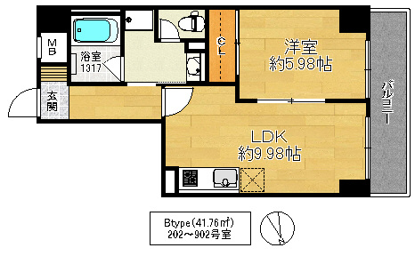 大阪市鶴見区放出東３丁目の賃貸マンションの間取り