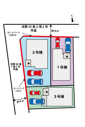 今宿２丁目　新築戸建　３棟の区画図