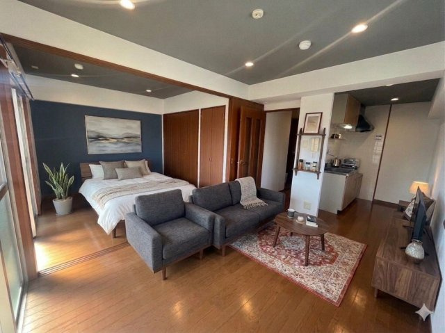 諫早市永昌町の賃貸マンションの居間・リビング|CGにて家具家電を設置したイメージ図です