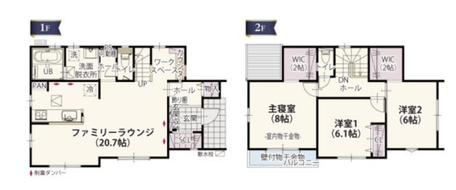 【間取り】 | 東松山市石橋第1期　ワイウッドコート　新築戸建　全5棟　2号棟