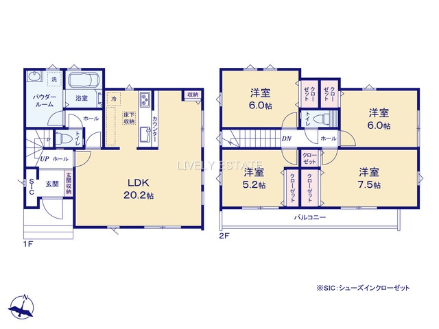 草加市中根3丁目 新築分譲住宅の間取り