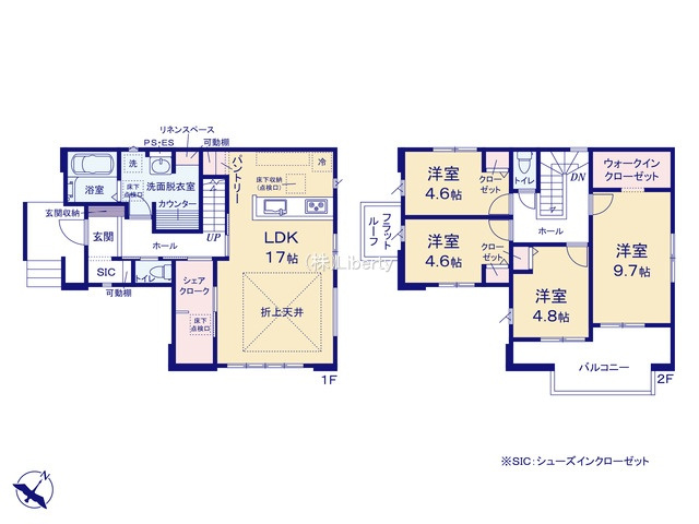 龍ケ崎市小通幸谷町1期　新築戸建の間取り