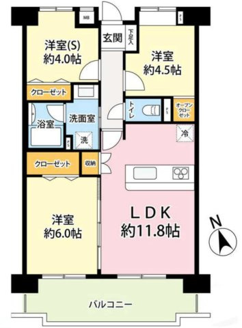 【間取り】 | ライオンズマンション橋本第三 | 3LDKは、リビングダイニングキッチンと3つの居室がある間取り。ファミリー層に非常に人気の高い間取りで、広々としたリビングで家族団らんを楽しみ、個室でプライベートな時間も確保できるのが大きな魅力です。