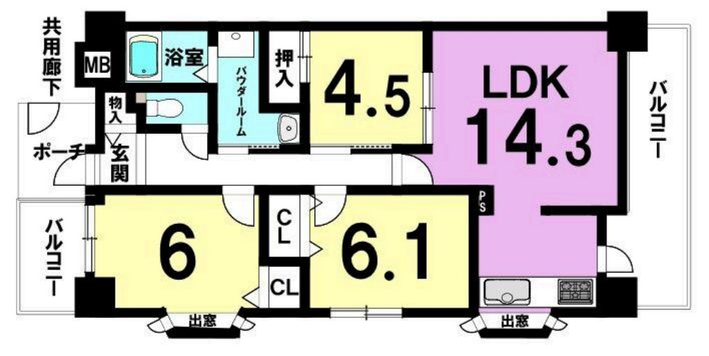 プレステージ姫路西飾磨Ⅱ　　山陽電鉄網干線「西飾磨駅」徒歩3分の間取り