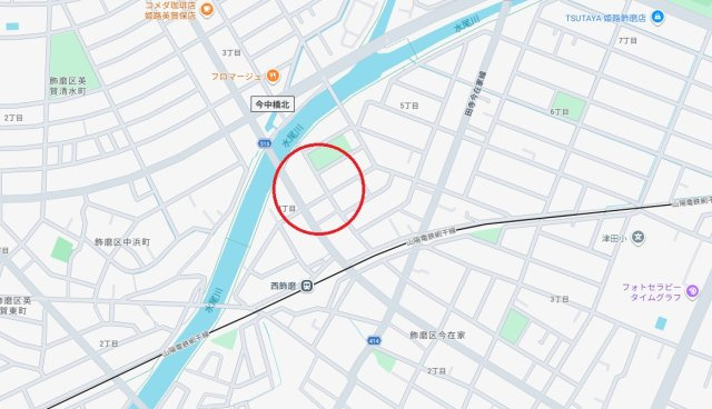 プレステージ姫路西飾磨Ⅱ　　山陽電鉄網干線「西飾磨駅」徒歩3分の地図