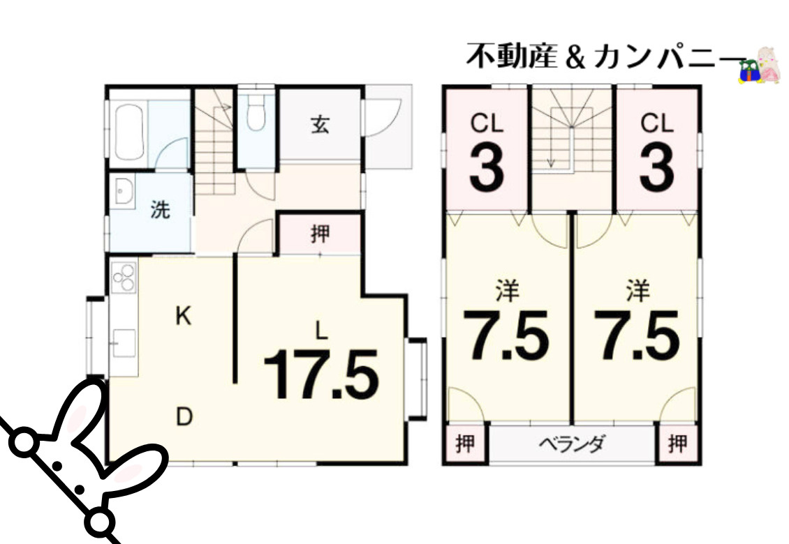 北斎院町の中古のおうち　松山市北斎院町中古戸建の間取り