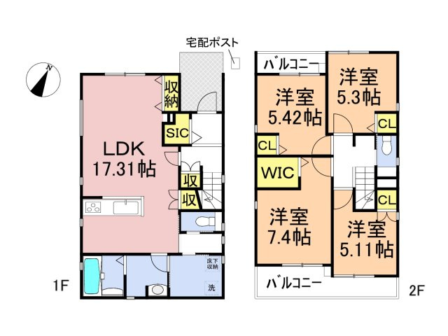 新築戸建　岐阜市六条東Ⅱ　全1区画分譲の間取り|■1号棟　■ヤマダ不動産　株式会社リライフ　
■夢のマイホーム購入をフルサポートします！