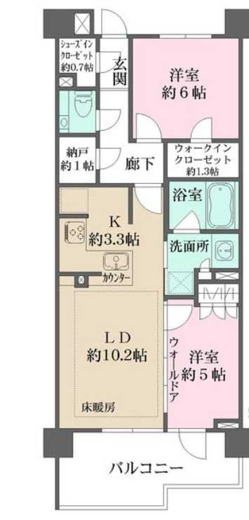 ザ・パークハウス駒沢レジデンス　築浅　分譲賃貸　食洗器の間取り