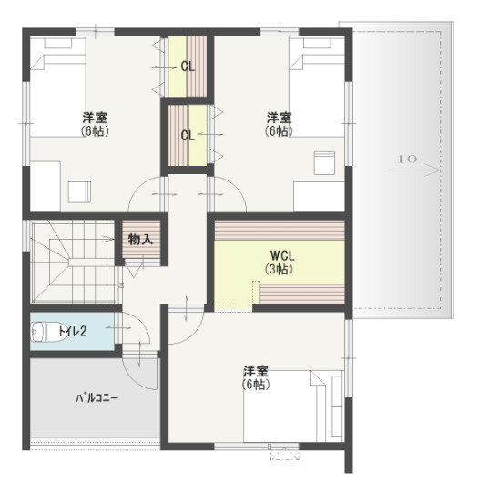 土橋2丁目　新築戸建の間取り|【間取り】2階