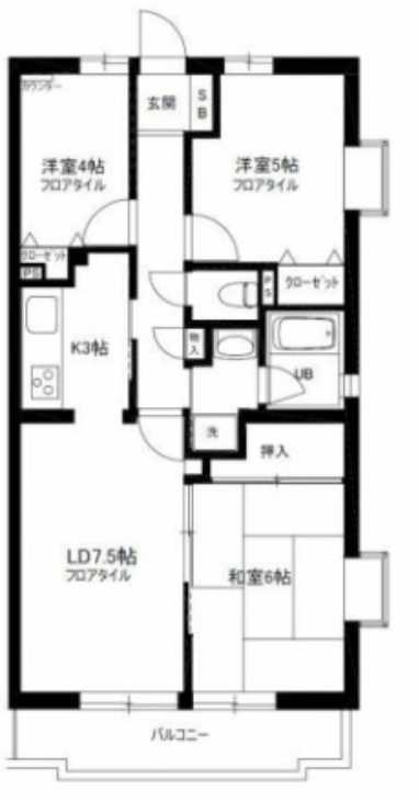 グレース桜新町　ペット相談　和室　角部屋の間取り