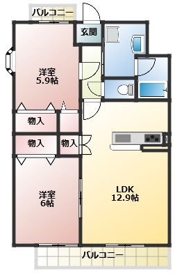春日井市鳥居松町３丁目の賃貸マンションの間取り