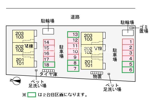 京丹後市峰山町杉谷のアパートの区画図