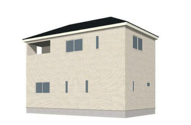 「新築３LDK」高知市針木東町　第1　１号棟　新築戸建の外観パース|シンプルだからこそ長く愛せる、ナチュラルモダンな家。※完成イメージ画像です